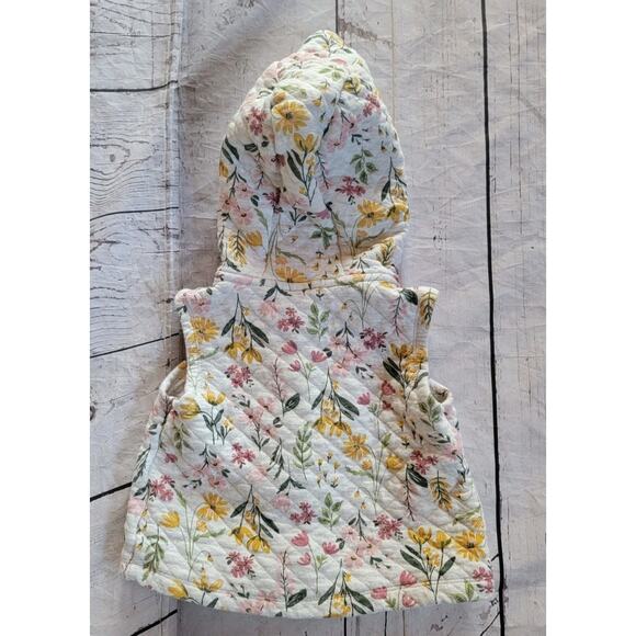 Carter’s Floral Print Quilted Hooded Vest Size 24 Months - Picture 7 of 9